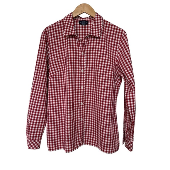 VINTAGE! 90’s Y2K Ann Taylor Women's Red Check Button-Up Shirt L Casual Fall - Picture 1 of 5